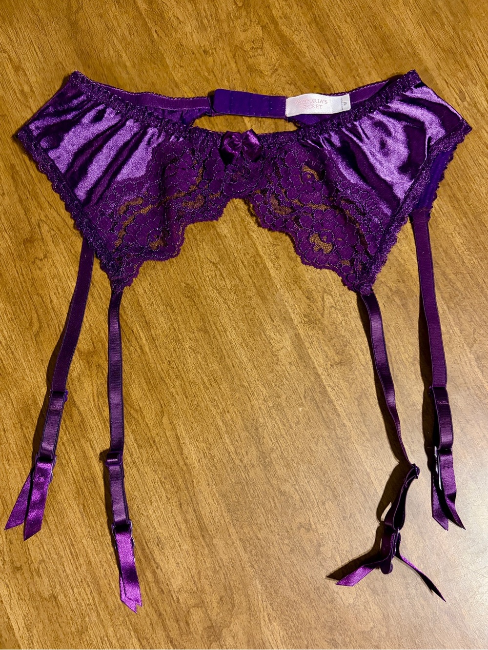 Vintage Victoria’s Secret Garter Belt Small Purple Lace & Satin Y2K Aug 2001